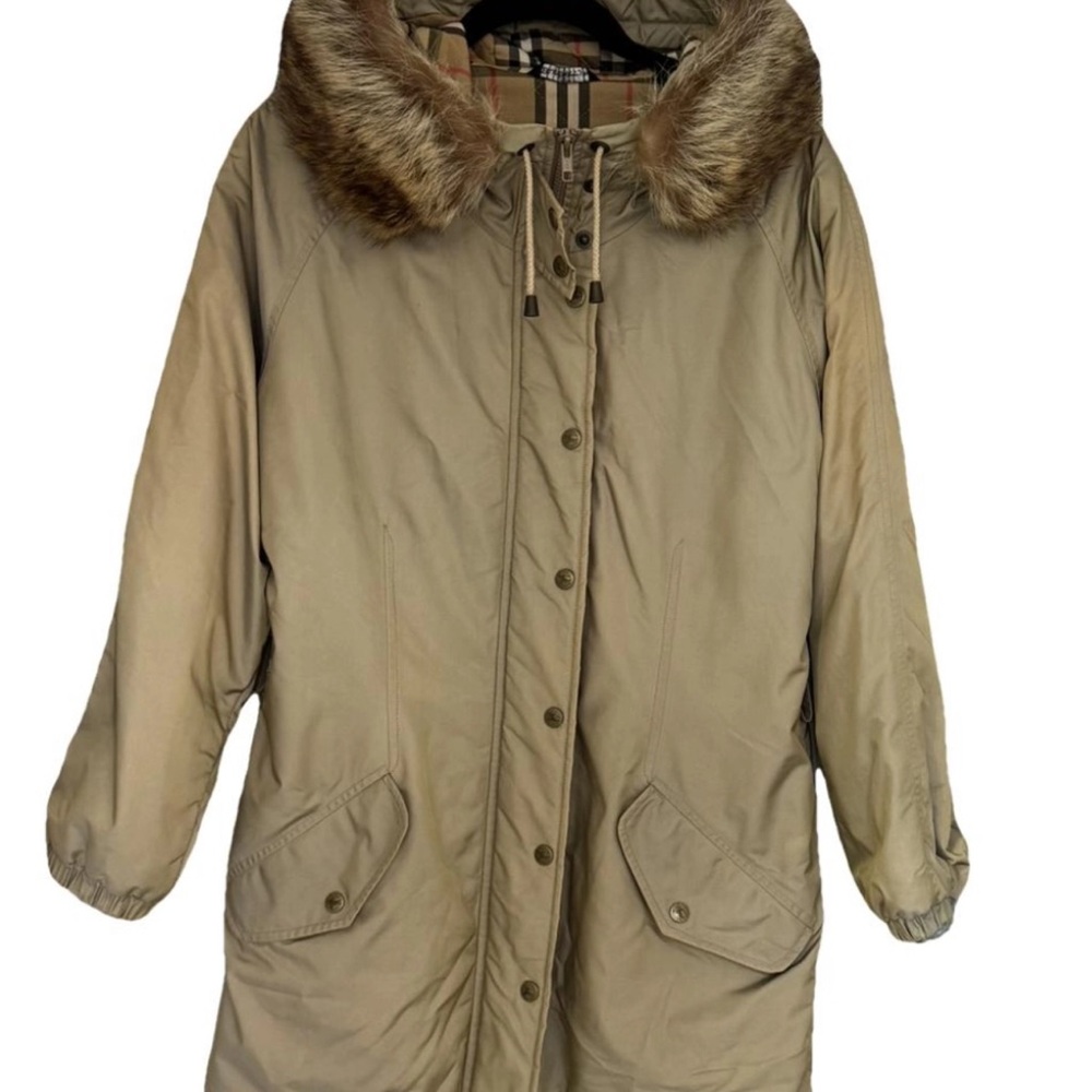 Women's Tan Fur-Trimmed Coat